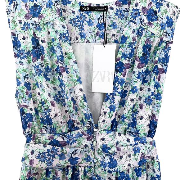 Zara floral printed sleeveless midi dress size Medium - Picture 12 of 16